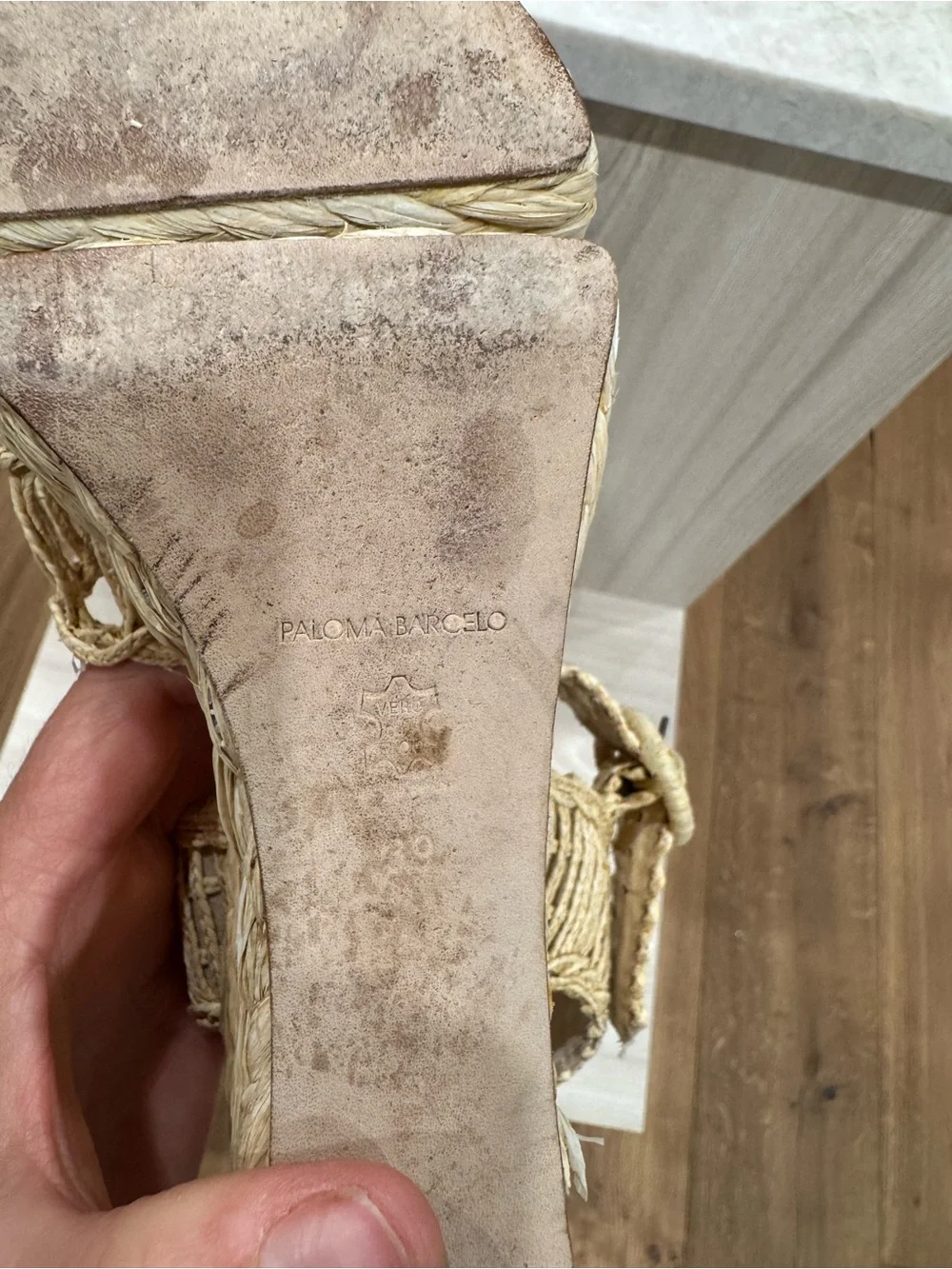 Paloma Barcelo Beige Woven Espadrille Wedge Sandals